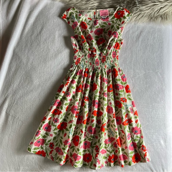 NEW kate spade Bold garden blooms Blaire cotton dress Cream, Size 2 nwt floral - Picture 6 of 12